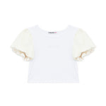 Patrizia Pepe T-shirt Crop Bianca/Avorio per Bambine (fronte)