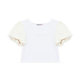 Patrizia Pepe T-shirt Crop Bianca/Avorio per Bambine (fronte)