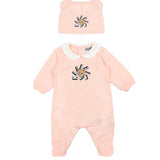 Moschino Kids Set 2pz. Tutina e Cappellino Rosa con Stampa Logo Teddy per Neonate
