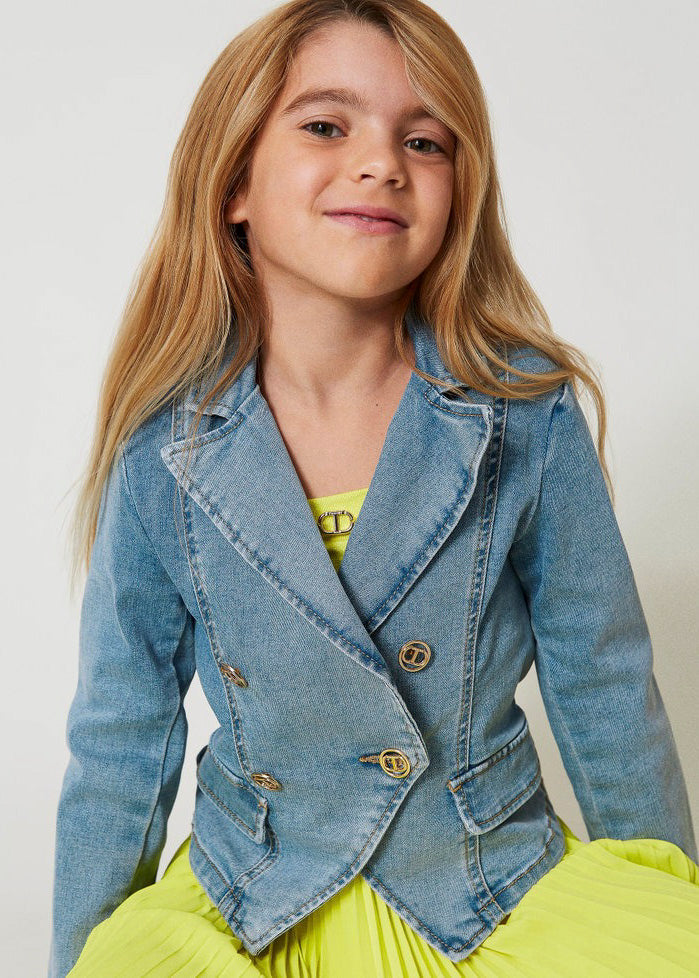 Twinset Kidd Giacca in Jeans per Bambine (indossato dettaglio)