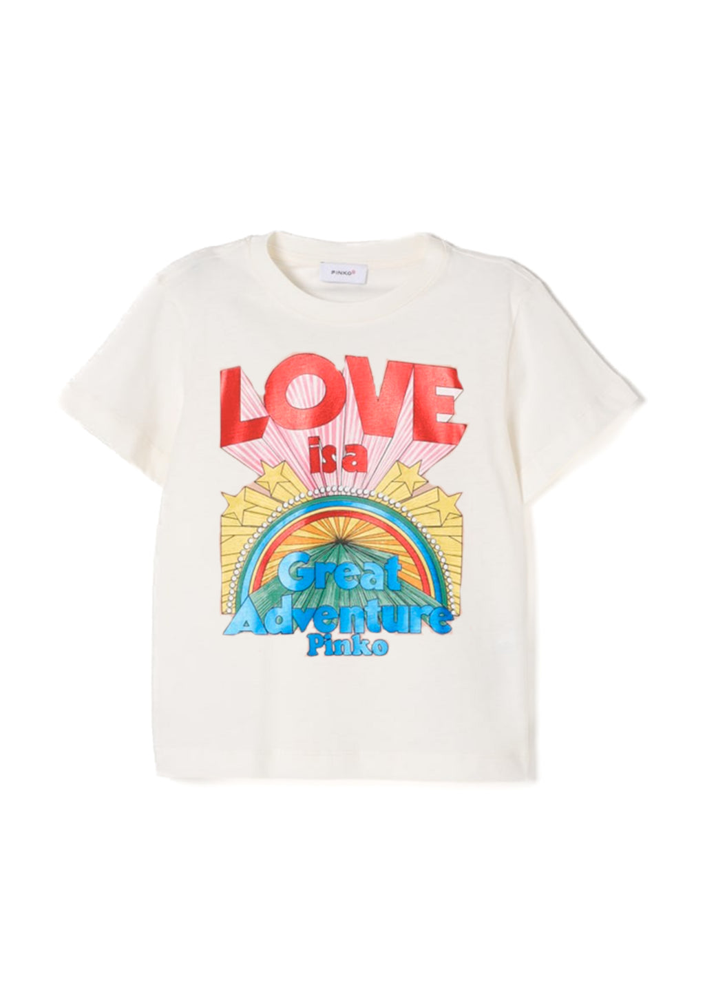 Pinko Kids T-shirt Bianca con Stampa per Bambine