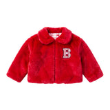 Blumarine Kids Pelliccia Rosso con Lettera per Neonate