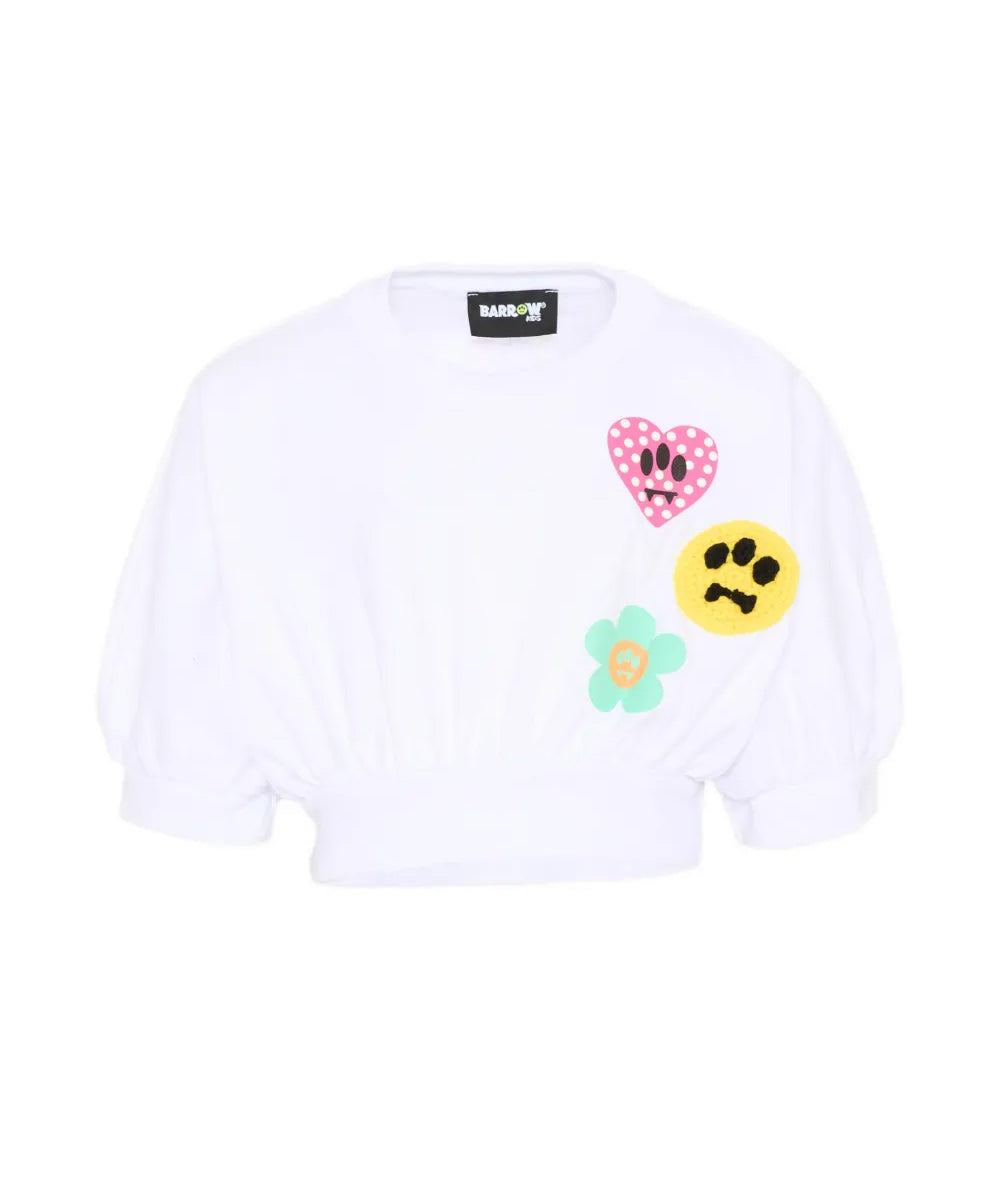 Barrow Kids T-Shirt Bianco con Toppe per Bambine