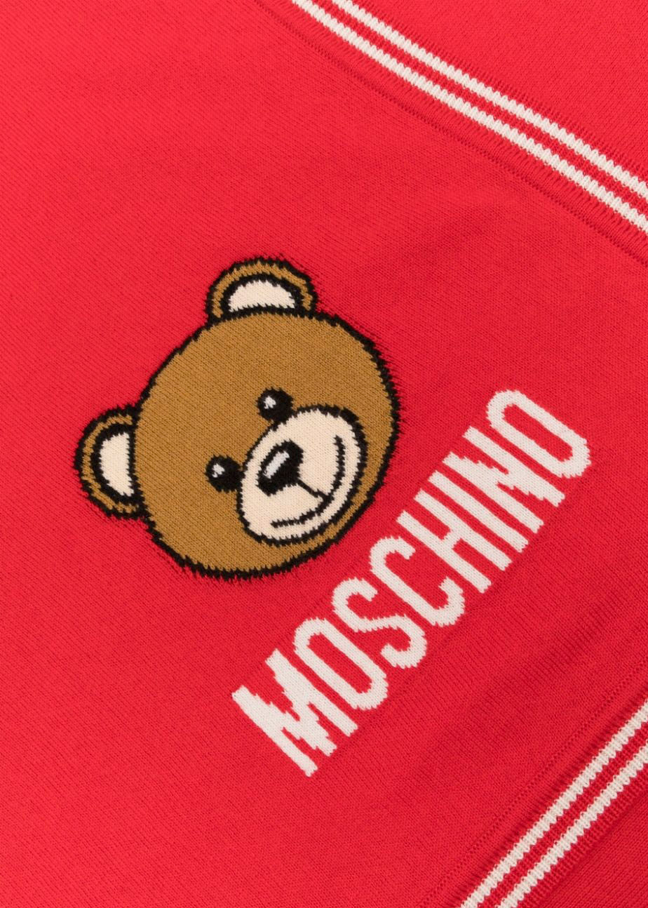 Moschino Kids Coperta Rossa con Intarso Teddy Bear per Neonati (dettaglio)