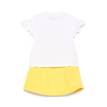 Moschino Kids T-shirt Bianca con Gonna Gialla con Stampa per Neonate