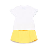 Moschino Kids T-shirt Bianca con Gonna Gialla con Stampa per Neonate