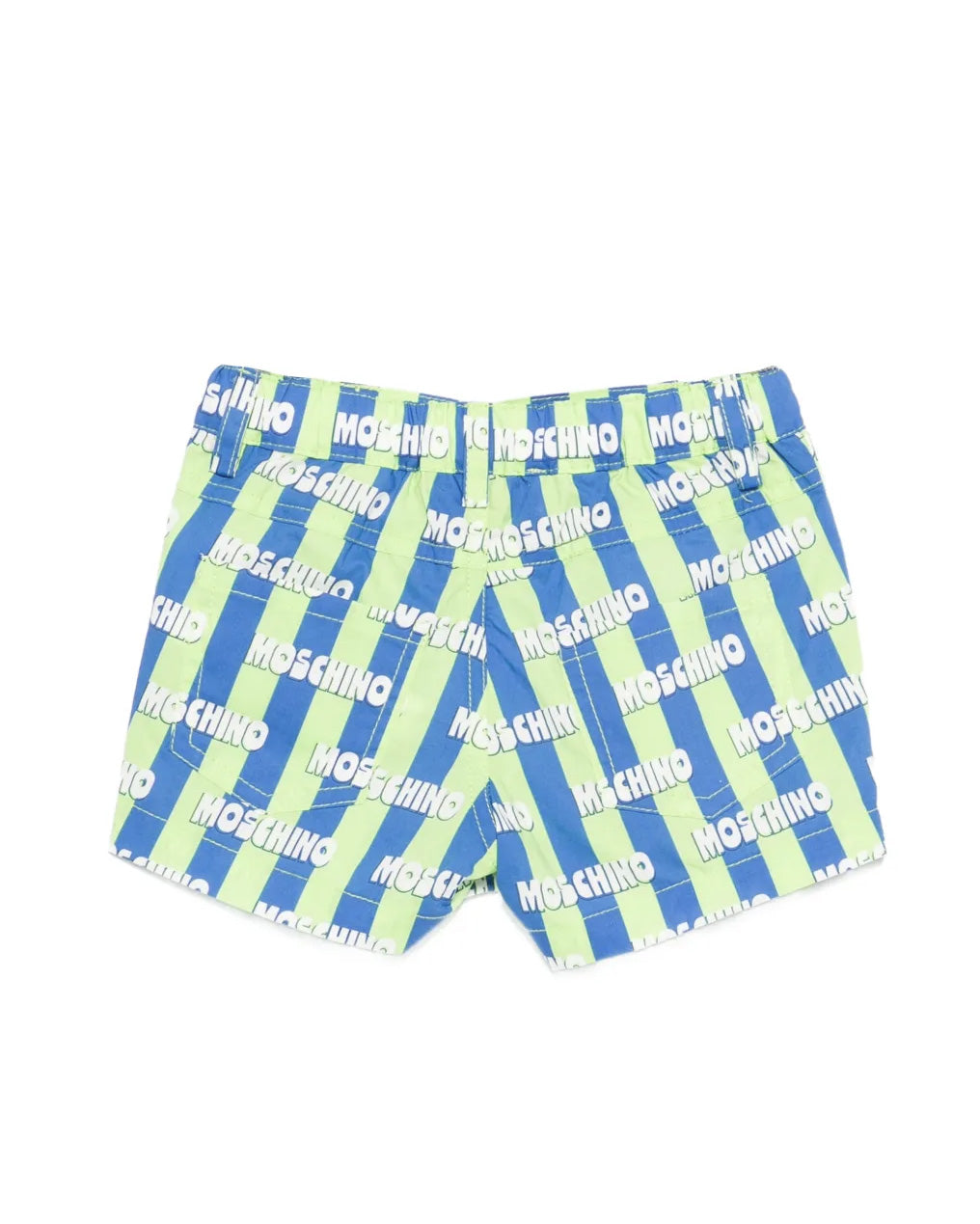 Moschino Kids Short a Righe Verde e Blu All-Over per Neonati