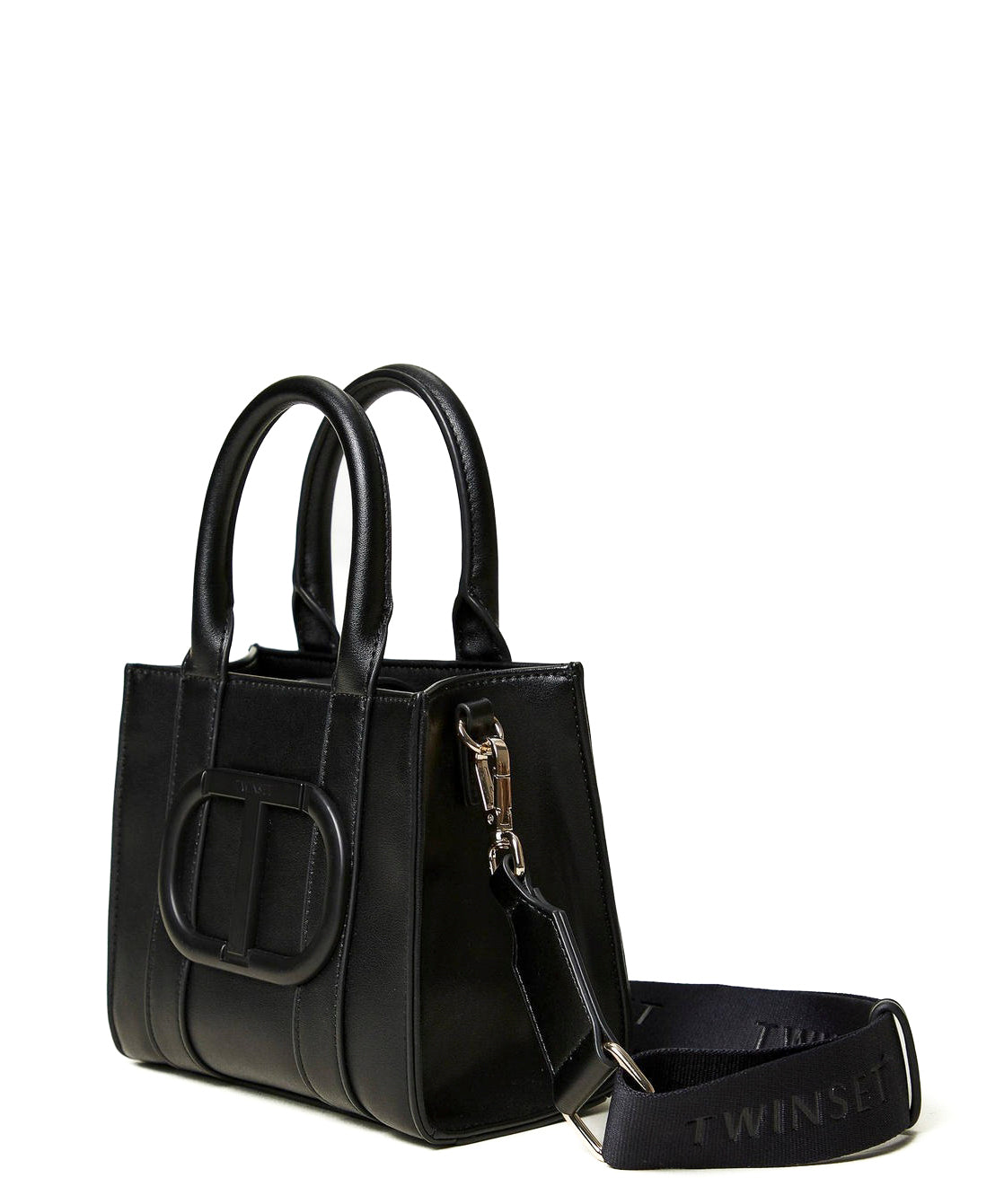 Twinset Kids Borsa Nera a Tracolla con Oval T per Bambine