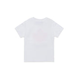 Dsquared2 Kids T-shirt Bianca con Stampa Logo Foglio D'acero con Bottoni Apertura Spalla per Neonati