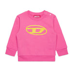 Diesel Kids Felpa Girocollo Fucsia con Logo Oval D per Neonate frontale