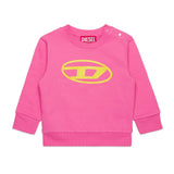 Diesel Kids Felpa Girocollo Fucsia con Logo Oval D per Neonate frontale