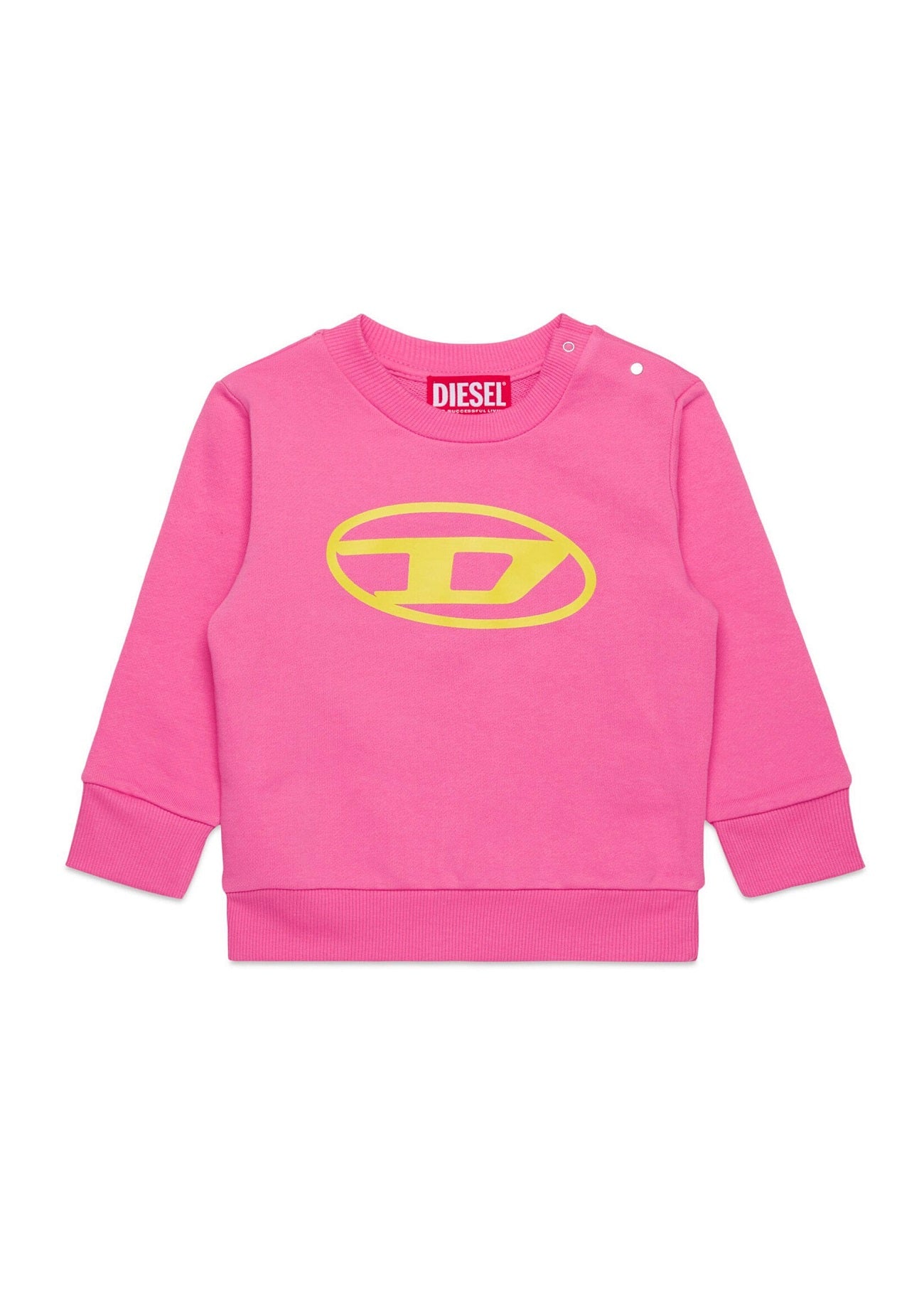 Diesel Kids Felpa Girocollo Fucsia con Logo Oval D per Neonate frontale