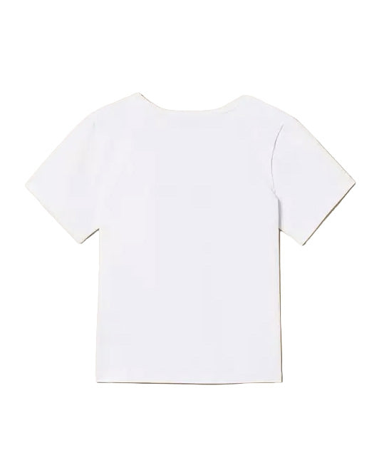 Twinset Kids T-Shirt Bianco con Ricamo Azzurro per Bambine e Neonate