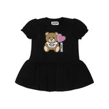 Moschino Kids Abito Nero con Stampa e Ruches per Neonate