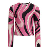 Emilio Pucci Kids T-Shirt a Maniche Lunghe Fantasia Rosa per Bambine