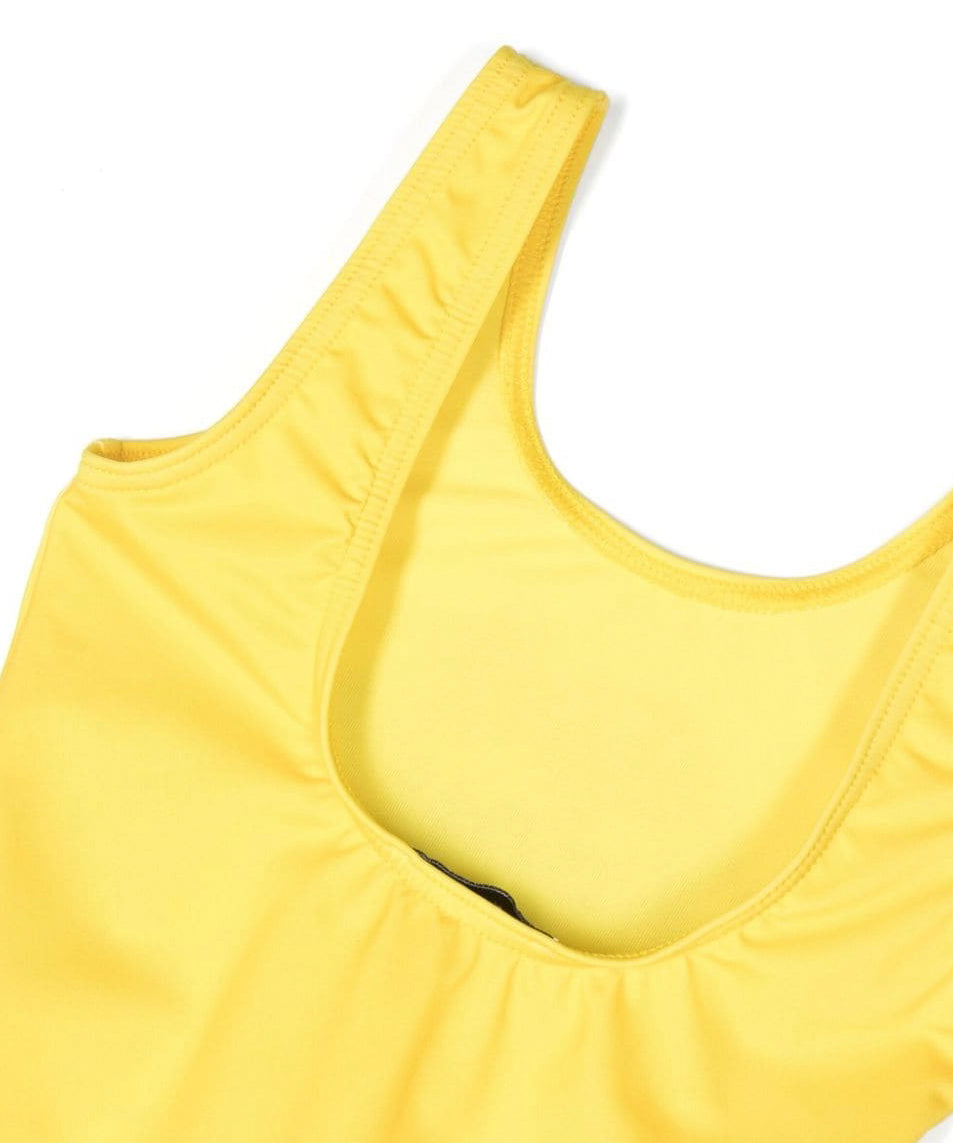 Moschino Kids Costume Monokini Giallo con Logo Teddy Bear per Neonate (dettaglio)