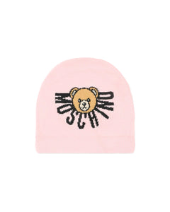 Moschino Kids Cappello Rosa con Logo Teddy per Neonate