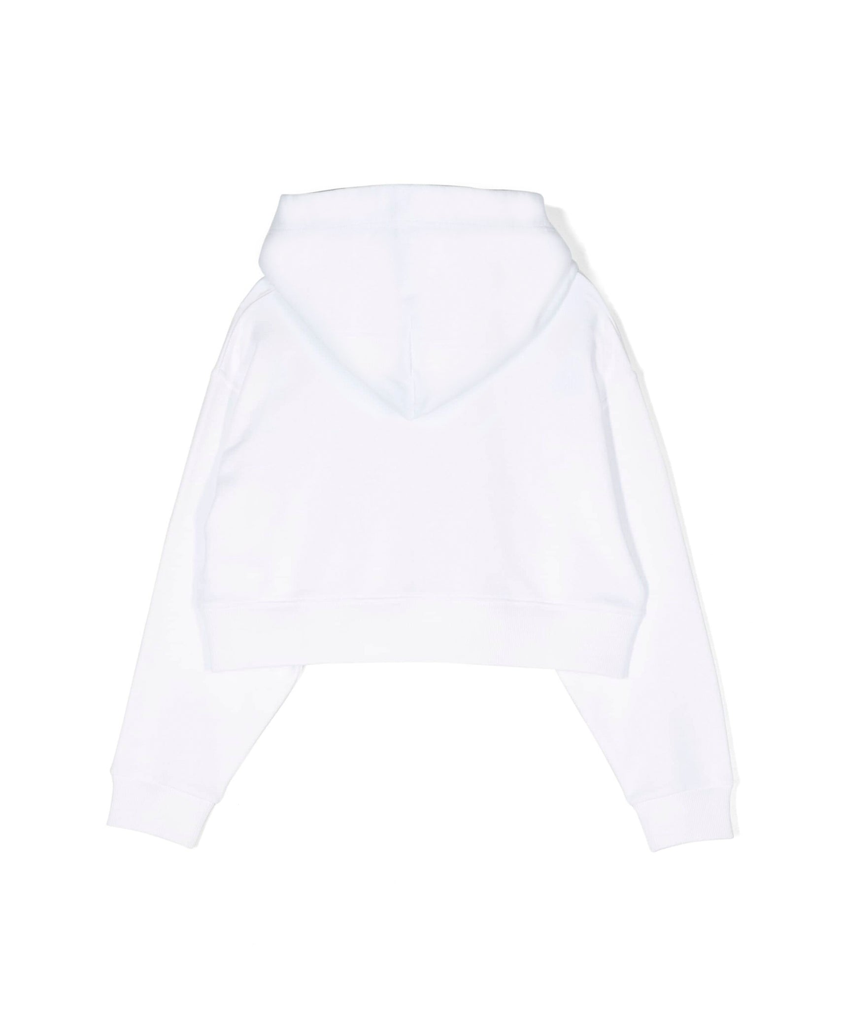 Pinko Kids Felpa Bianca Crop con Cappuccio con Strass per Bambine (retro)