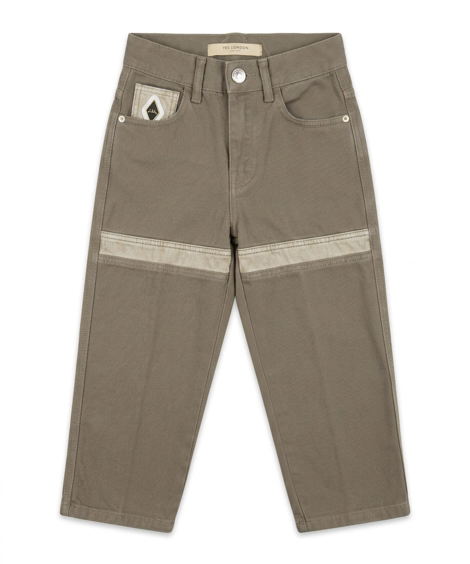 Yes London Kids Pantalone in Denim con Targhetta Logo per Bambini
