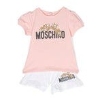 Moschino Kids Completo Short e T-shirt Bianco/RosaTeddy Bear per Neonate