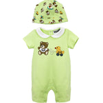 Moschino Kids Pagliacetto con Berretto Lime Teddy Bear (fronte)