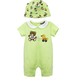 Moschino Kids Pagliacetto con Berretto Lime Teddy Bear (fronte)