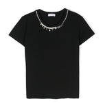 Pinko Kids T-shirt Nera con Decorazione Cristalli