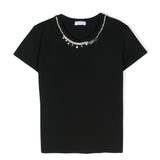 Pinko Kids T-shirt Nera con Decorazione Cristalli