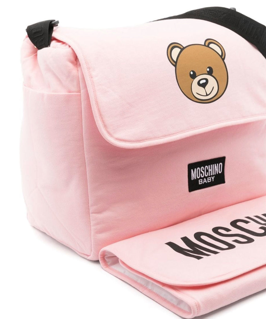 Moschino Kids Borsa Mamma Rosa Teddy Bear con Fasciatoio per Neonate