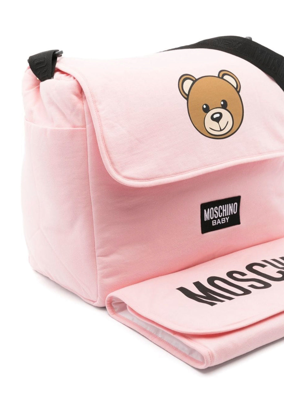 Moschino Kids Borsa Mamma Rosa Teddy Bear con Fasciatoio per Neonate