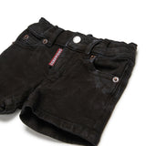 Dsquared2 Kids Bermuda in Denim Nero con Maxi Stampa Logo Retro per Neonati