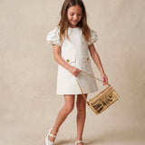 Elisabetta Franchi La Mia Bambina Abito Avorio Monocolore con Logo per Bambine