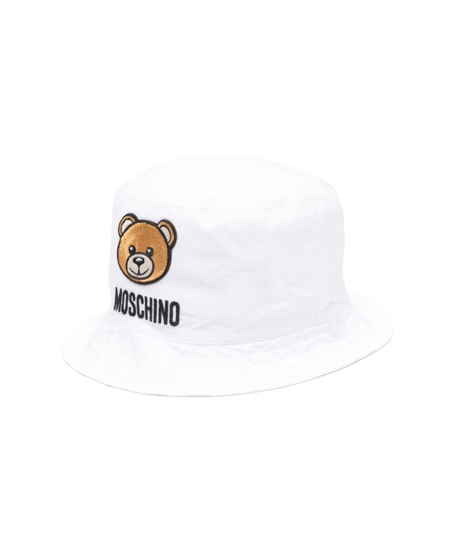Moschino Kids Cappello Bucket Bianco Teddy Bear