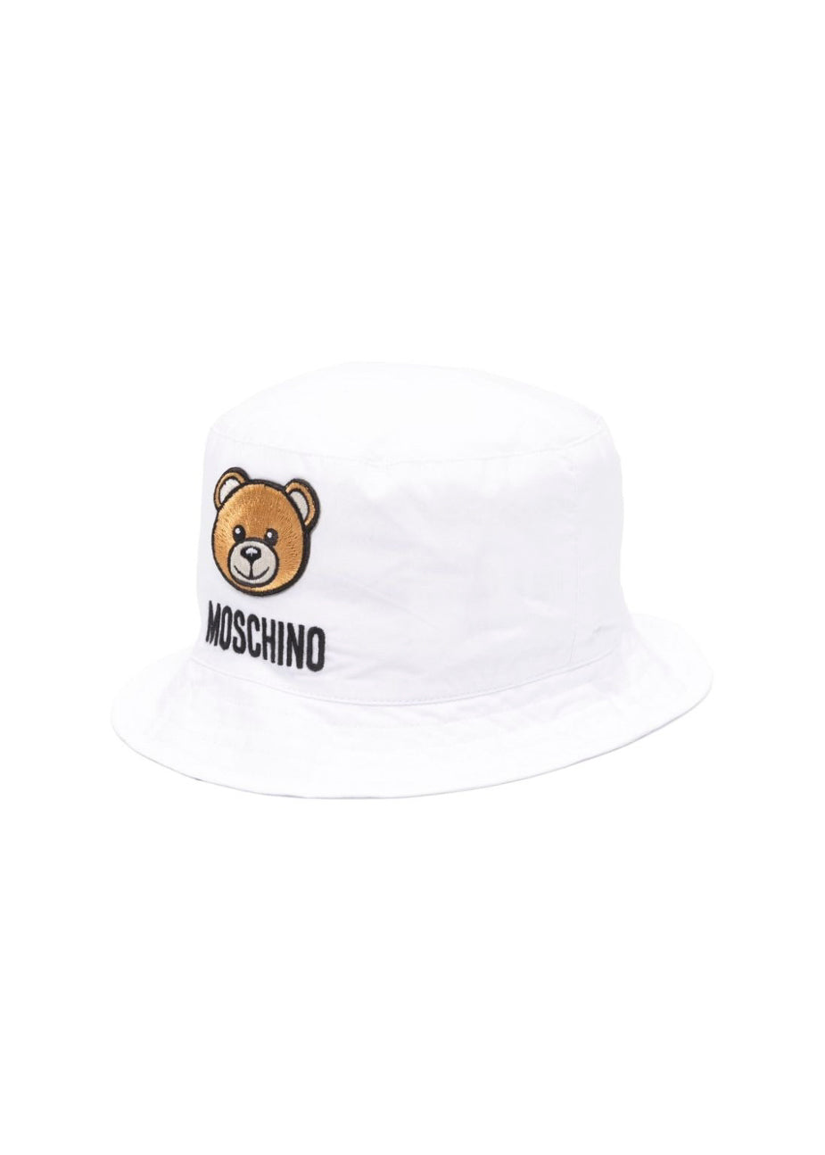 Moschino Kids Cappello Bucket Bianco Teddy Bear