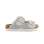 Colors of California Kids Sandalo Denim Bianco Doppia Fascia con Strass per Bambine