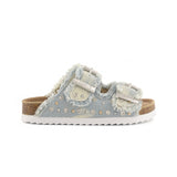 Colors of California Kids Sandalo Denim Bianco Doppia Fascia con Strass per Bambine