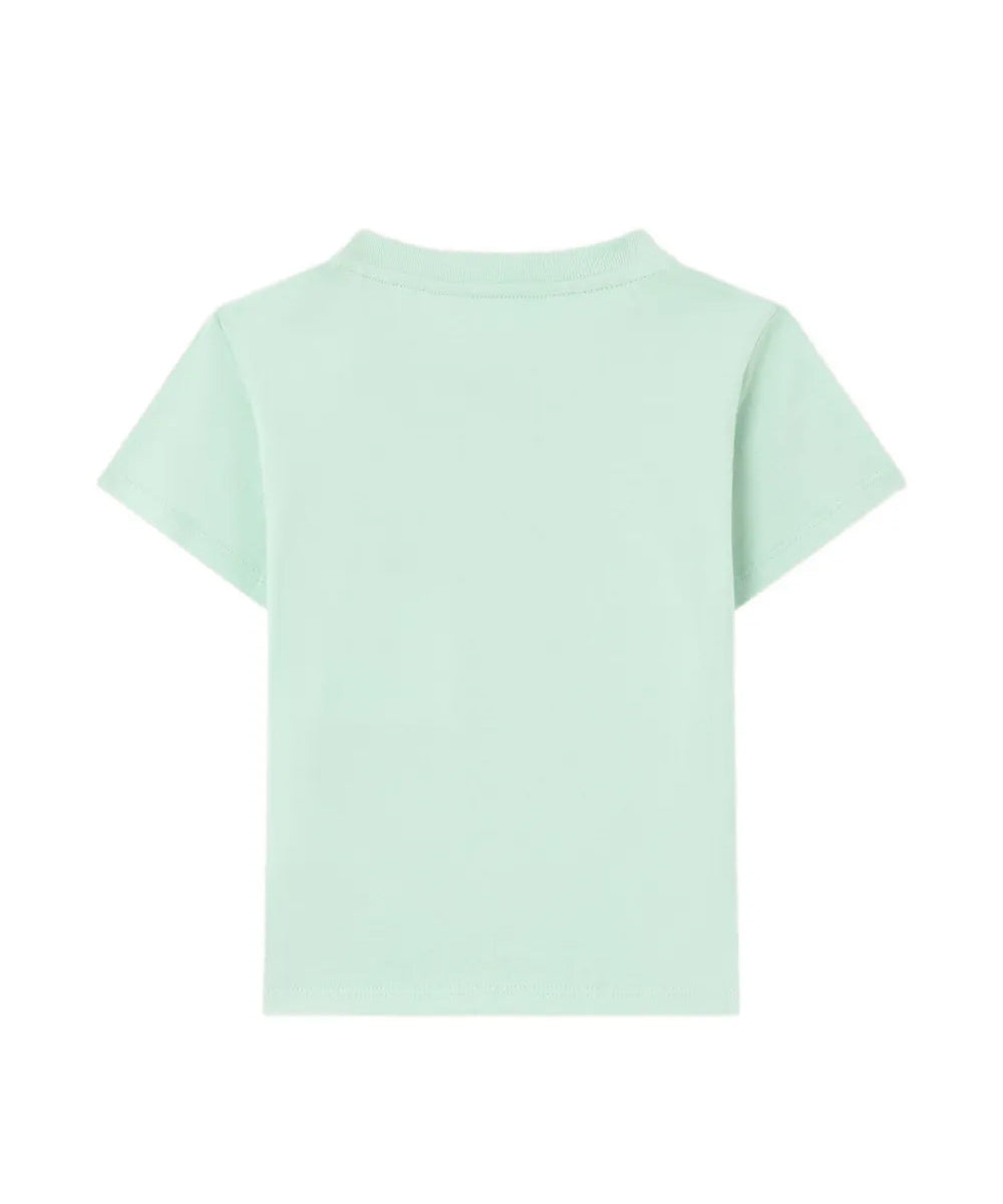 Palm Angels Kids T-Shirt Verde Chiaro Stampa Teddy con Logo per Neonate
