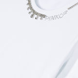 Pinko Kids T-shirt Bianca con Decorazione Cristalli 