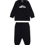 Dsquared2 Kids Completo Nero con Stampa Logo a Contrasto Bianca per Neonati