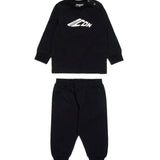 Dsquared2 Kids Completo Nero con Stampa Logo a Contrasto Bianca per Neonati