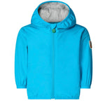Save the Duck Kids Giubbino Celeste con Cappuccio con Patch Logo per Neonati (fronte)