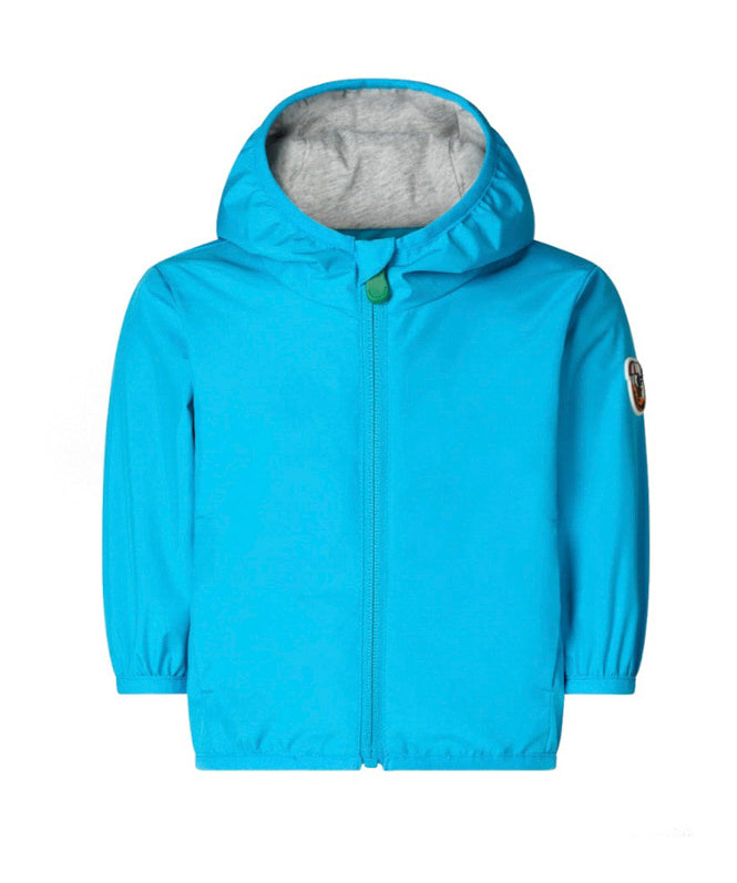 Save the Duck Kids Giubbino Celeste con Cappuccio con Patch Logo per Neonati (fronte)