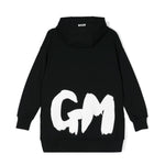 MSGM Kids Abito Nero con Cappuccio con Logo per Bambine (retro)