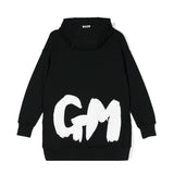 MSGM Kids Abito Nero con Cappuccio con Logo per Bambine (retro)