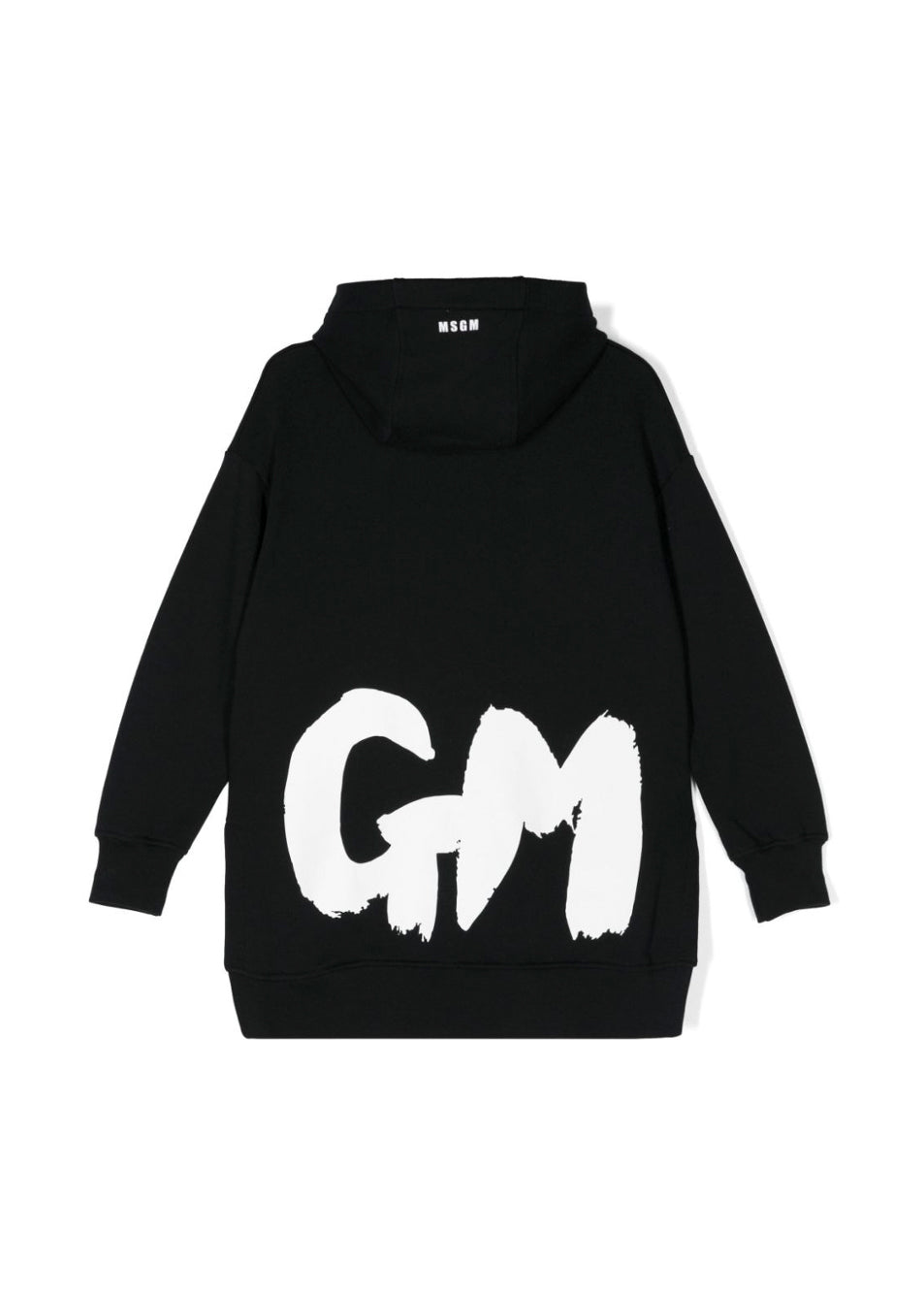 MSGM Kids Abito Nero con Cappuccio con Logo per Bambine (retro)