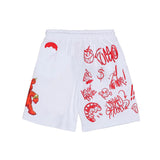 Sprayground Kids Bermuda Bianco con Stampa Rosso per Bambini