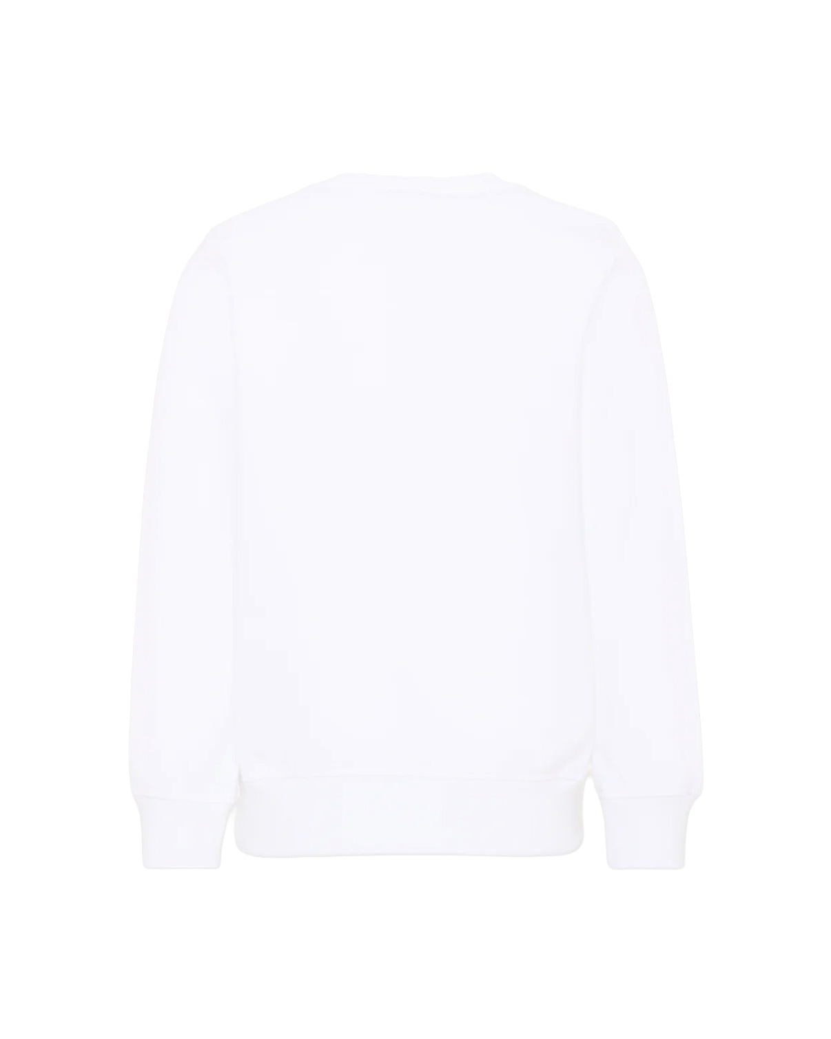 Moschino Kids Felpa Bianco Girocollo in Cotone con Stampa Teddy Bear e Logo per Bambini
