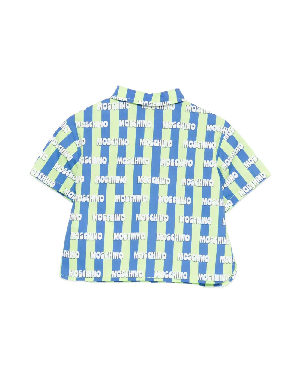 Moschino Kids Camicia a Righe Verde e Blu All-Over per Neonati