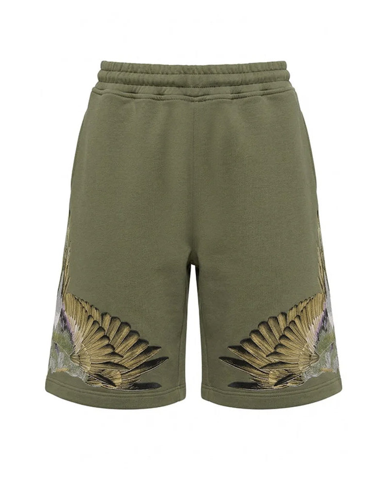 Marcelo Burlon County of Milan Kids Bermuda Verde Militare con Stampa per Bambini