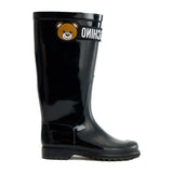 Moschino Kids Stivali Alti Neri Lucidi per Bambini